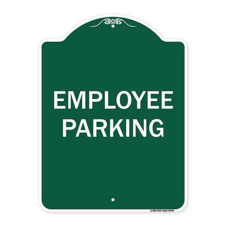Signmission Designer Series Employee Parking, Green & White Heavy-Gauge Aluminum Sign, 24" x 18", GW-1824-9849 A-DES-GW-1824-9849
